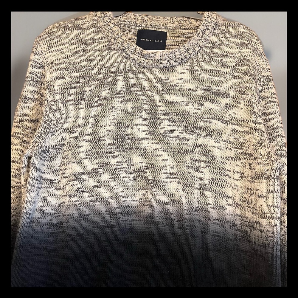 American eagle Men’s Preppy Collegiate Scholar Ombré 💯% Cotton Sweater Sz Med - Picture 4 of 13